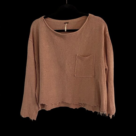 Free People Distressed Knit Sweater – XS – Soft Desert Rose - Picture 1 of 6
